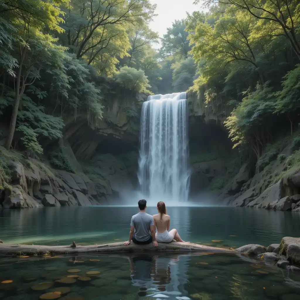 Romantic Waterfall in Jeju Island
