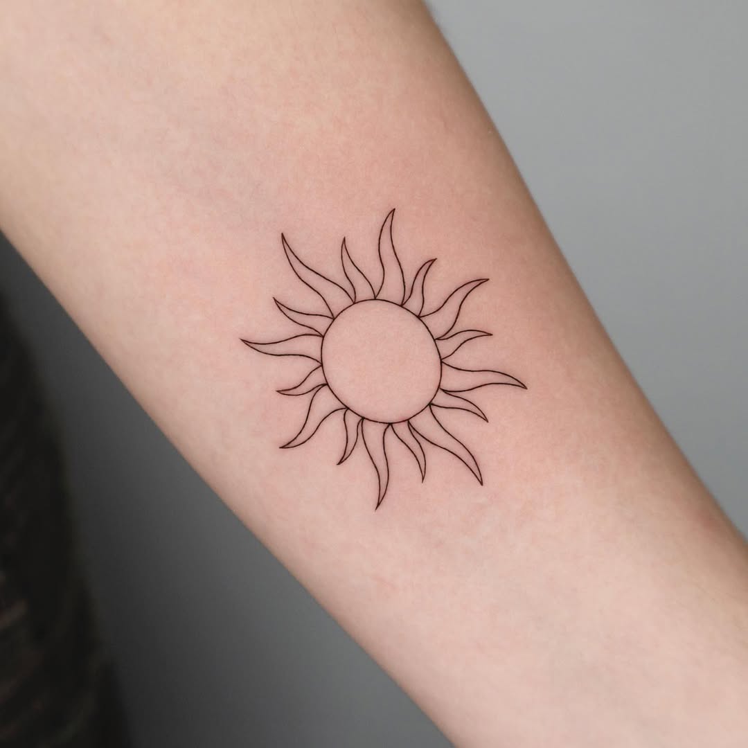 sun outline tattoo