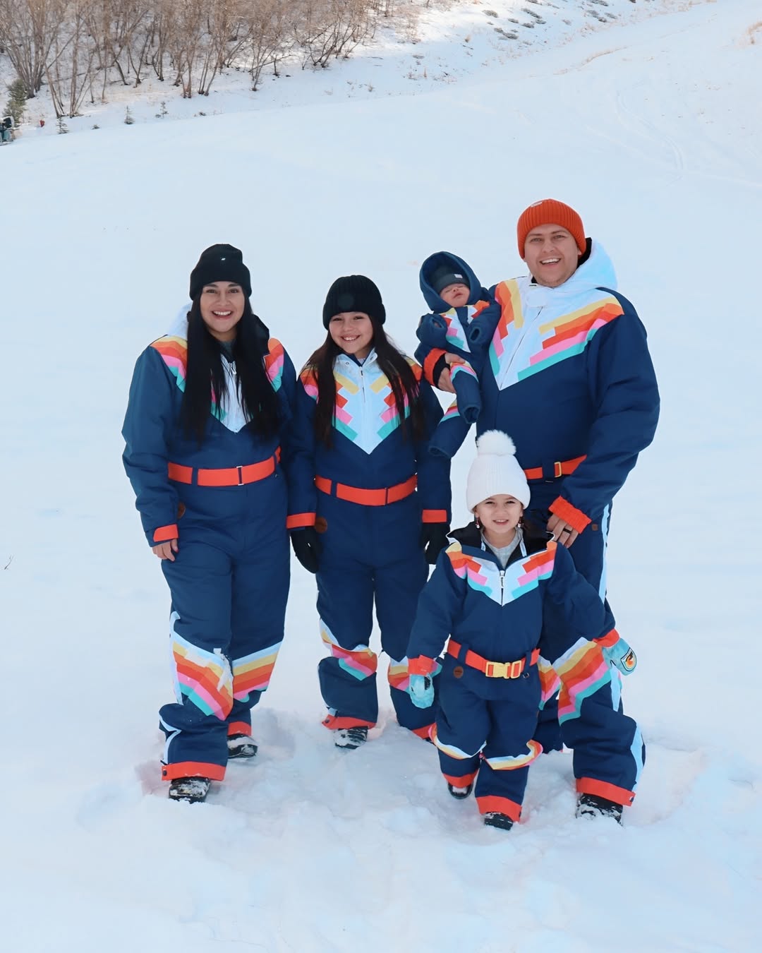 Mtching ski suits for ski trip