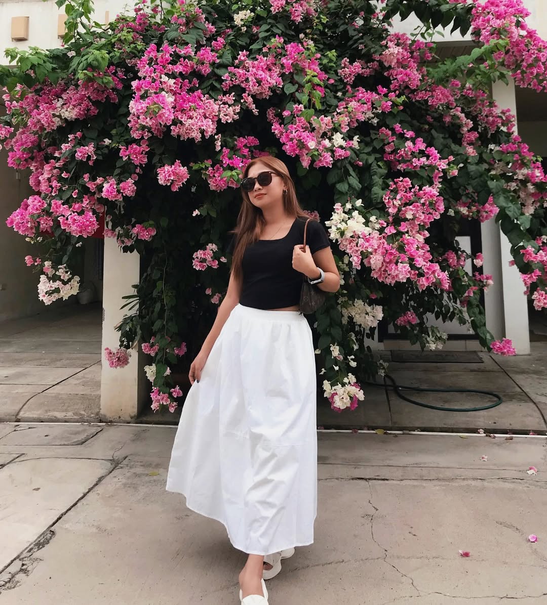 Crop top and flowy skirt