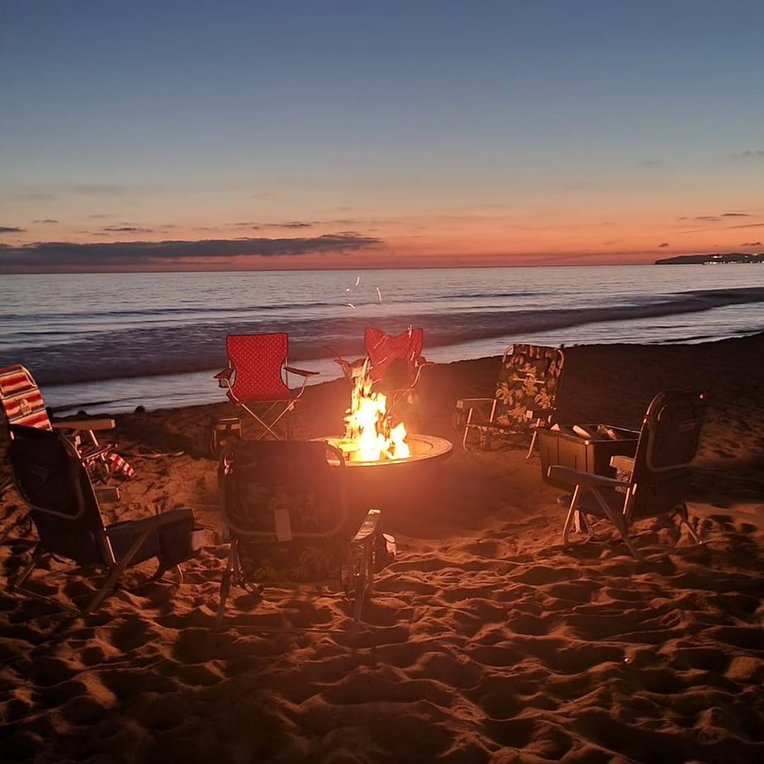 Beach bonfire glow