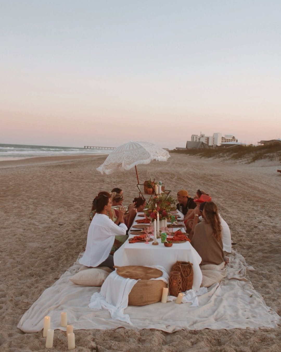 Minimal beach picnic setup