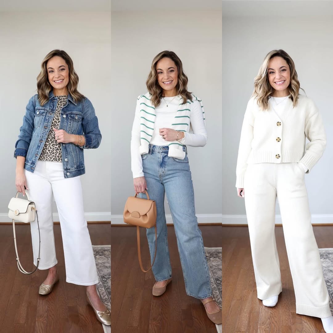 Neutral Blazer + Basic Tee + Blue Jeans