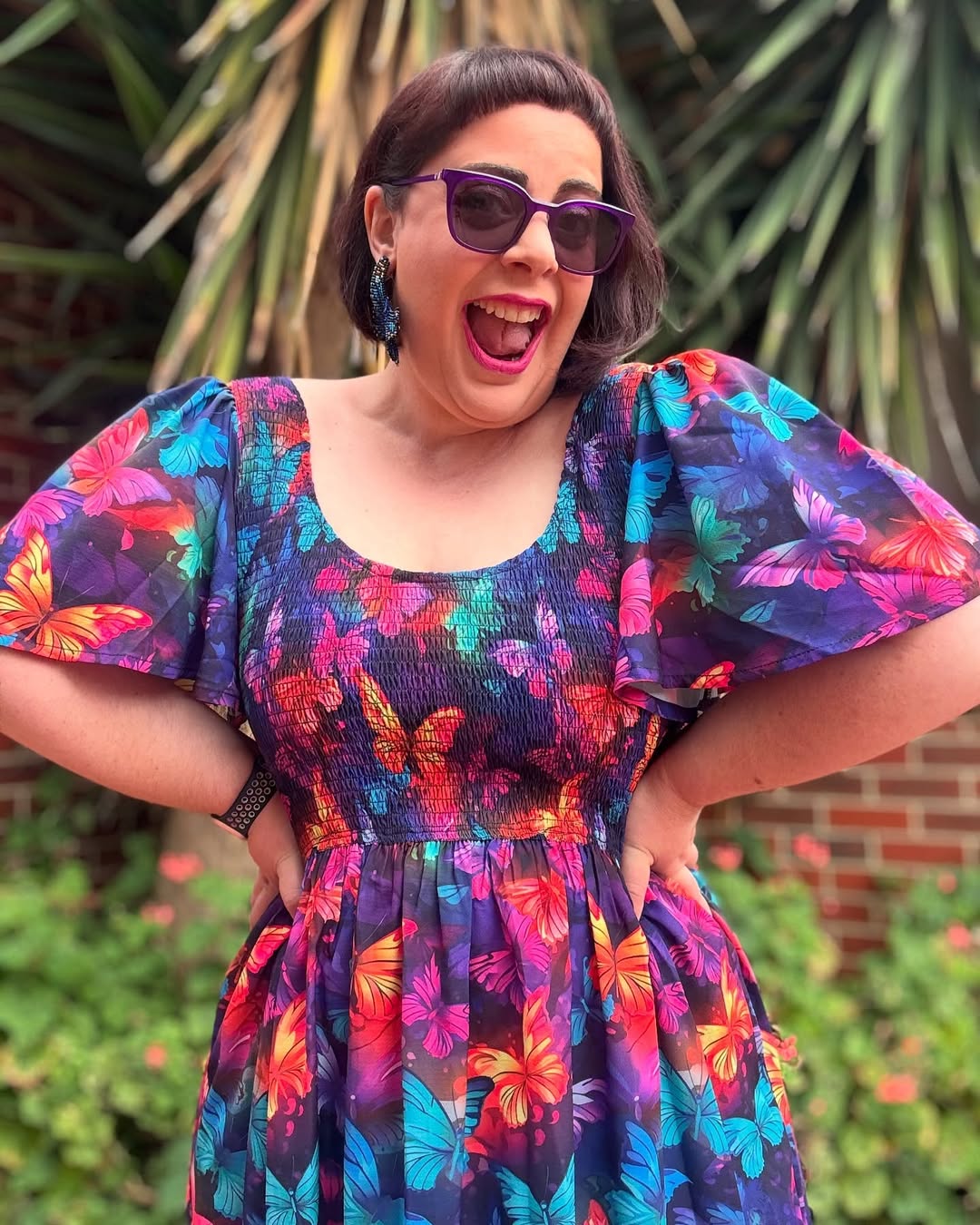 Oversized Sunglasses with Floral Dress