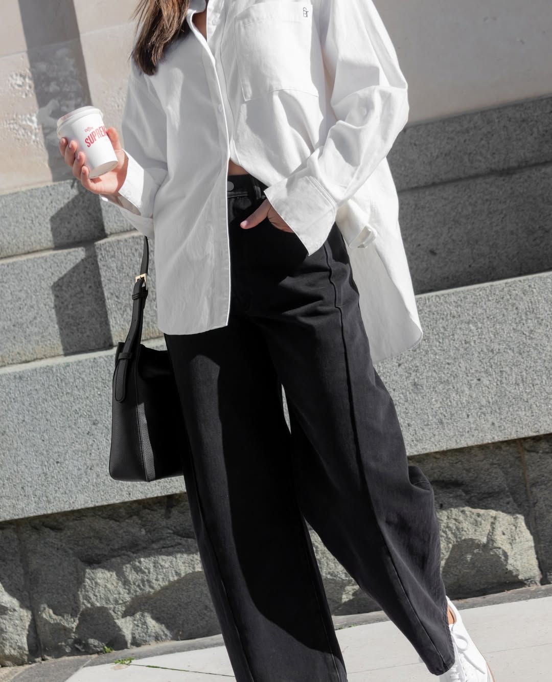 Oversized White Shirt + Jeans