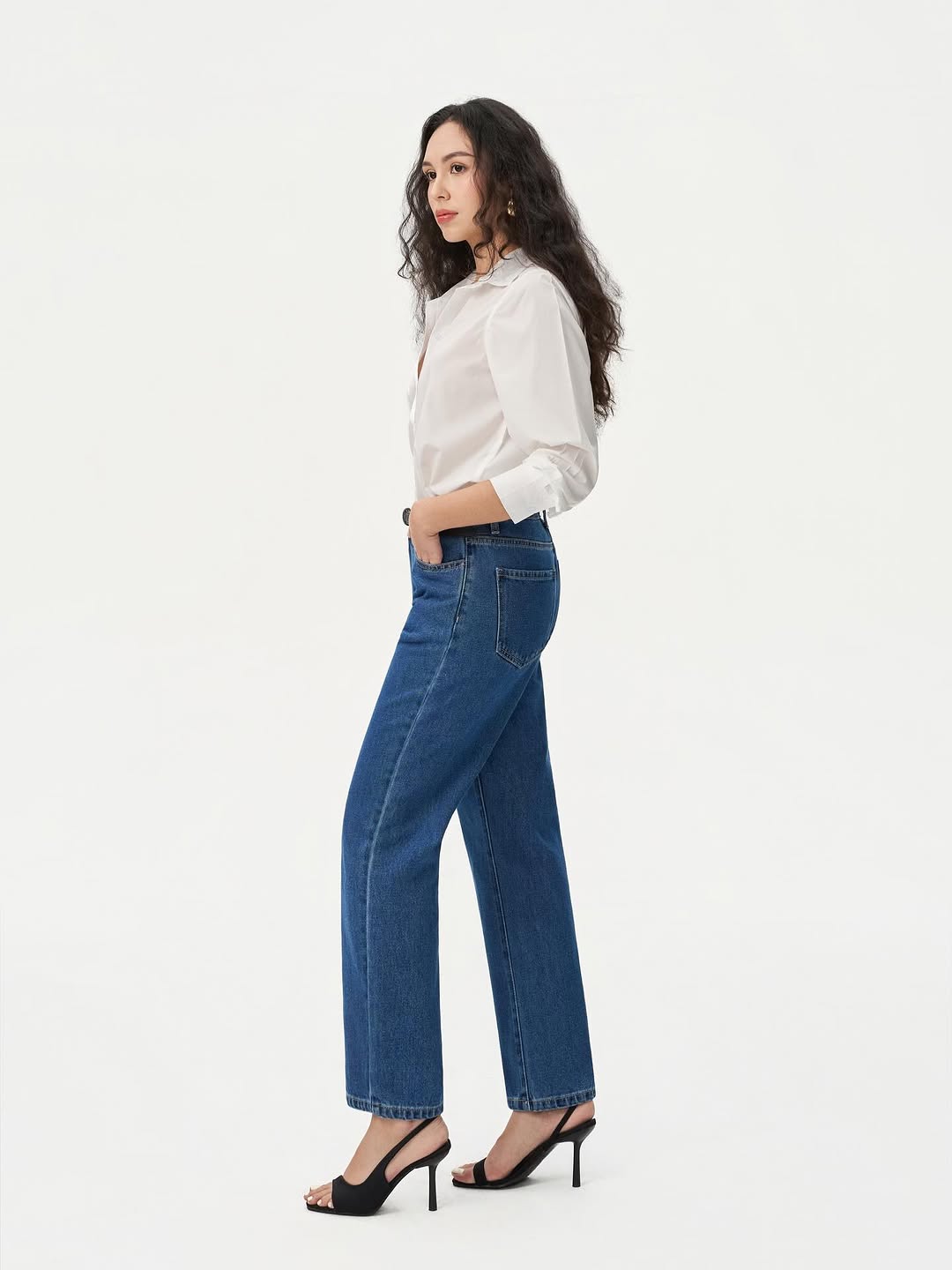 white shirt tucked into denim